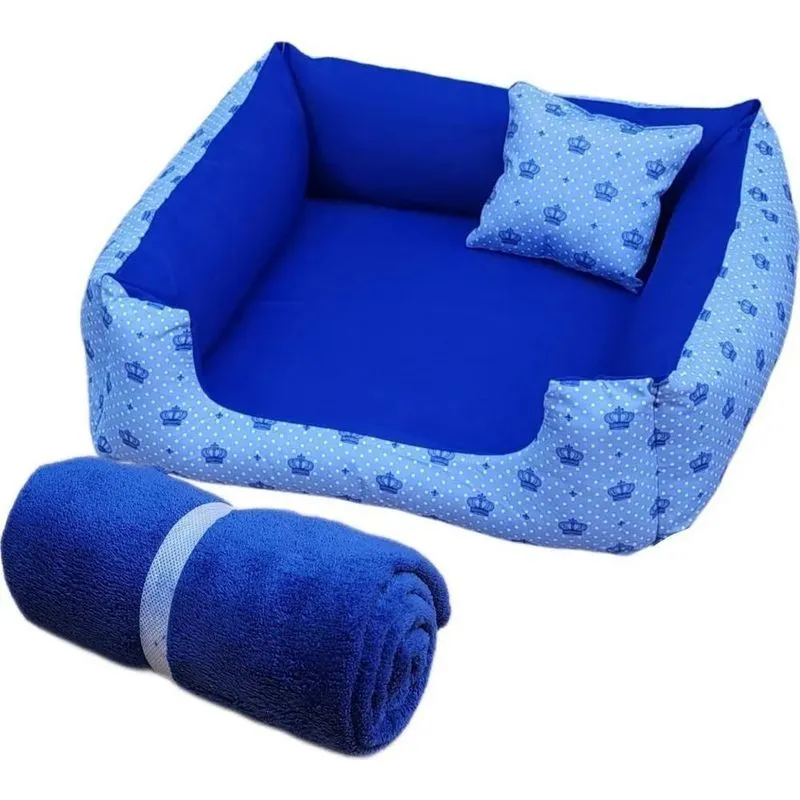 2x Cama De Cachorros Médios Caminha Com Zíper 60x60 + Manta