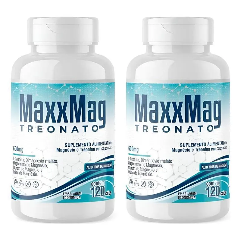 2x Maxxmag Magnésios Malato Glicinato Cloreto Óxido Treonato