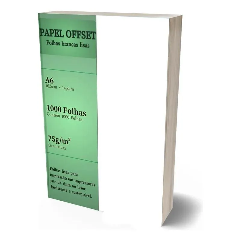 2x Papel Offset A6 Branco 1000 Folhas 75g Bestgraph
