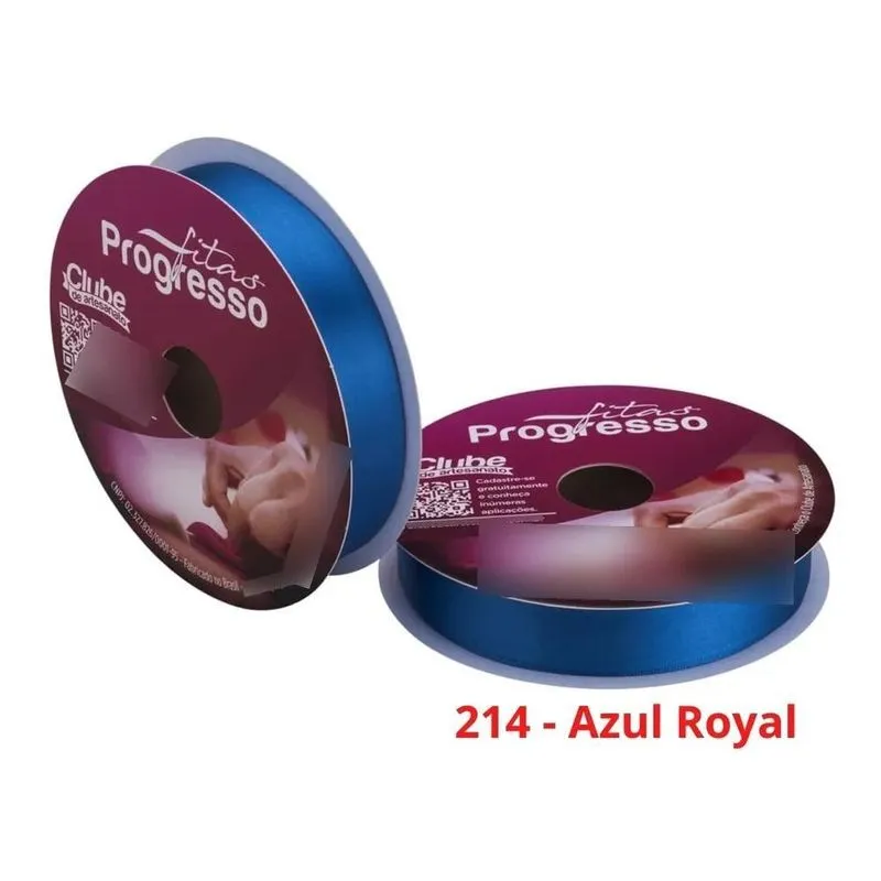 Fita Cetim Nº5 22 Mm Rolo Com 50 M 214 - Azul Royal