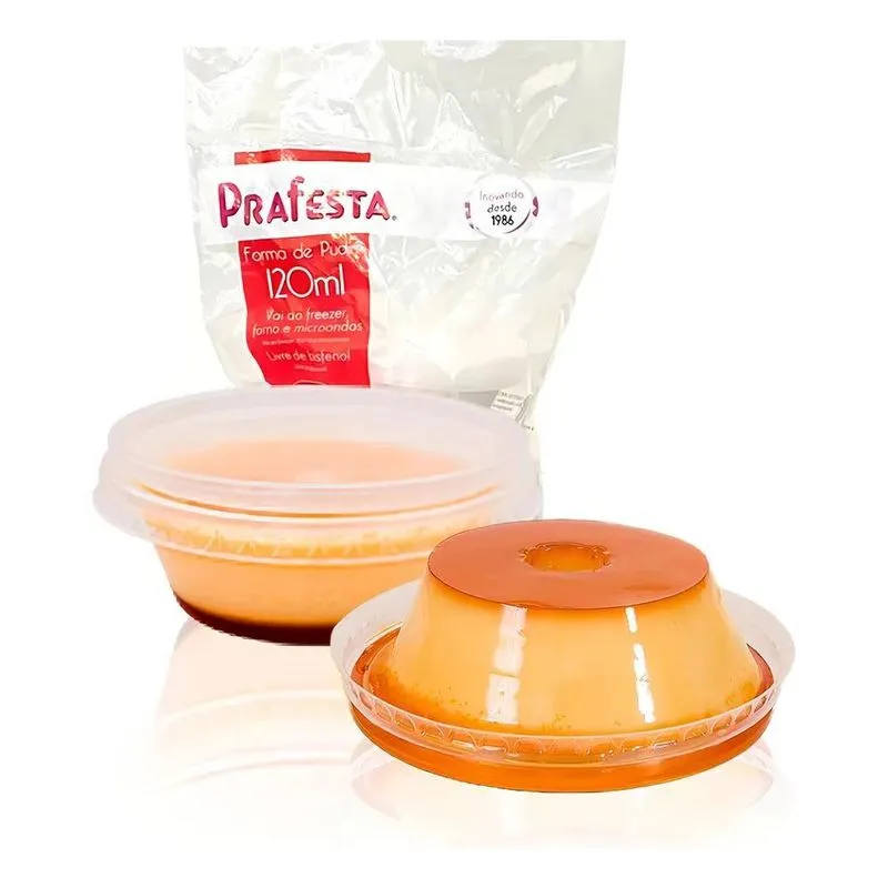 24un Formas Mini Pudim 120ml Forneável Com Tampa Freezer