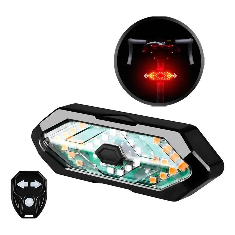 Lanterna Traseira Bike Seta E Controle Sem Fio 32 Leds Usb C
