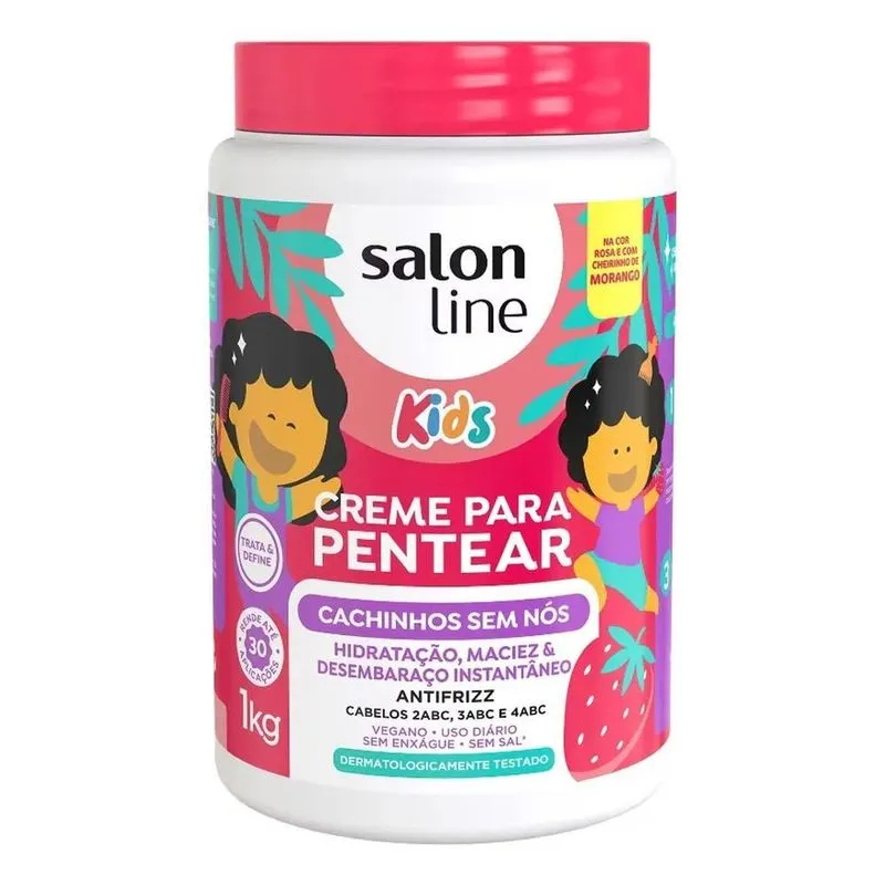 3x Creme Para Pentear Kids Cachinhos Sem Nós 1kg Salon Line