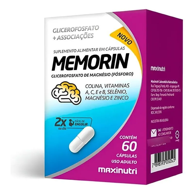 Memorin Fosforo Mais Vitaminas 60 Capsulas Maxinutri Sabor S