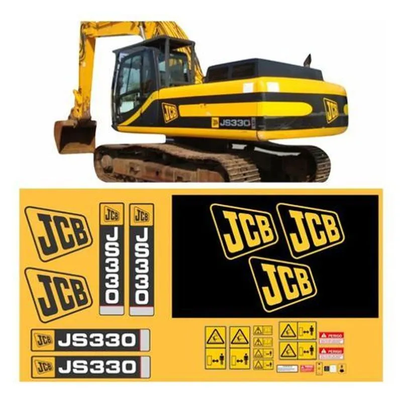 Adesivo Escavadeira Compatível Com Jcb Js 330 Lc + Etiquetas
