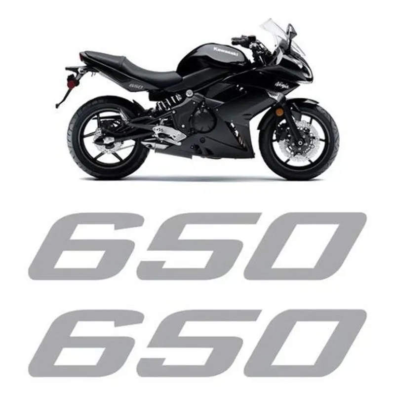 Par Adesivo Emblema 650 Prata Compatível Kawasaki 650a2