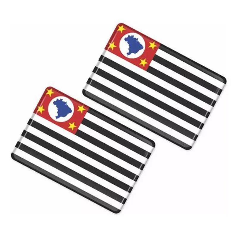 Par Adesivos Bandeira São Paulo Carro Moto Resinado Bd55