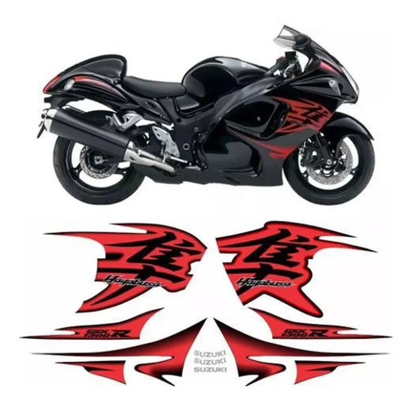 Kit Adesivos Suzuki Hayabusa Gsx 1300r 2013 Preta E Vermelha