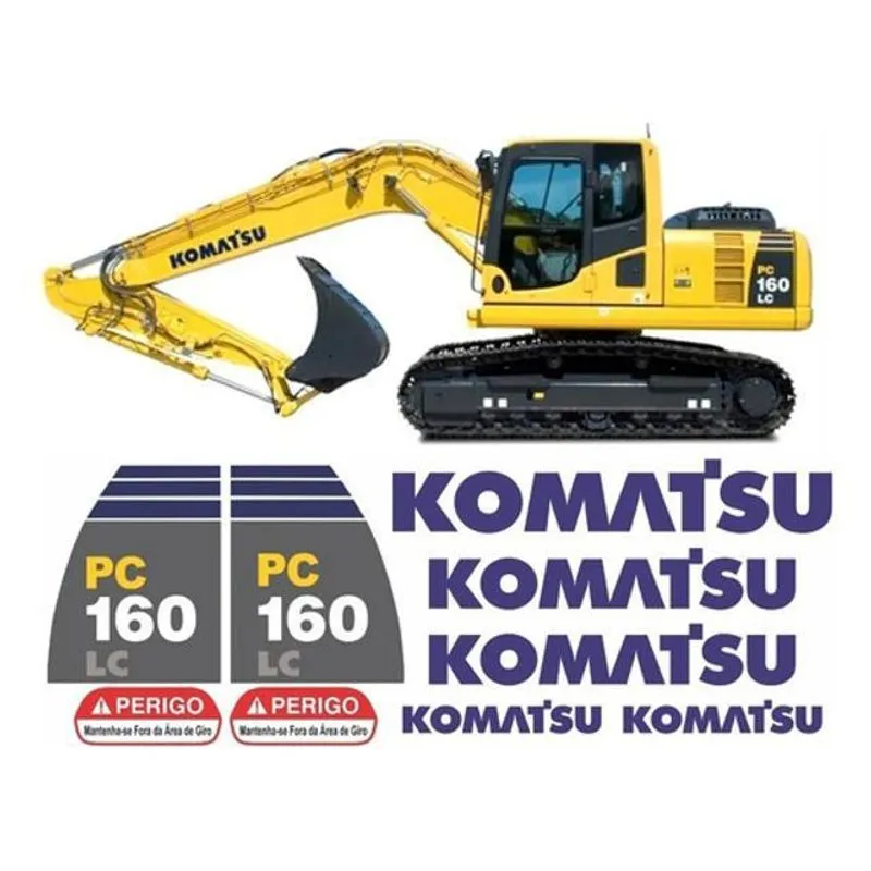 Kit Completo Adesivos Compatível Komatsu Pc160lc 2014