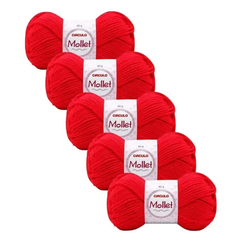 Fio Ideal Para Artesanato - Kit 5 Novelos Lã Moll 145 Chama