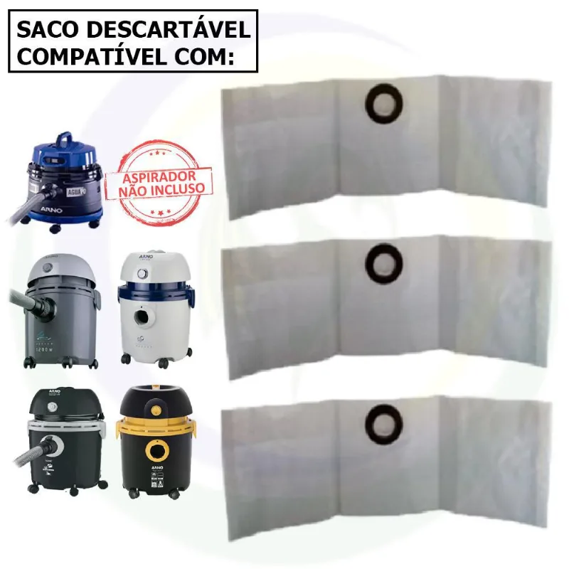 Kit 3 Saco Para Aspirador Arno Águapo / Ar12 / H2po / H3po