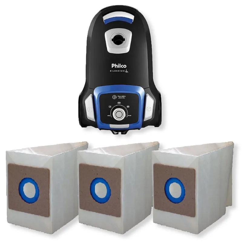 3 Saco Descartável Para Aspirador Philco Silencium Pas 01