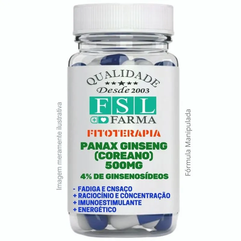 Panax Ginseng (Coreano) 4% de Ginsenosídeos 500mg