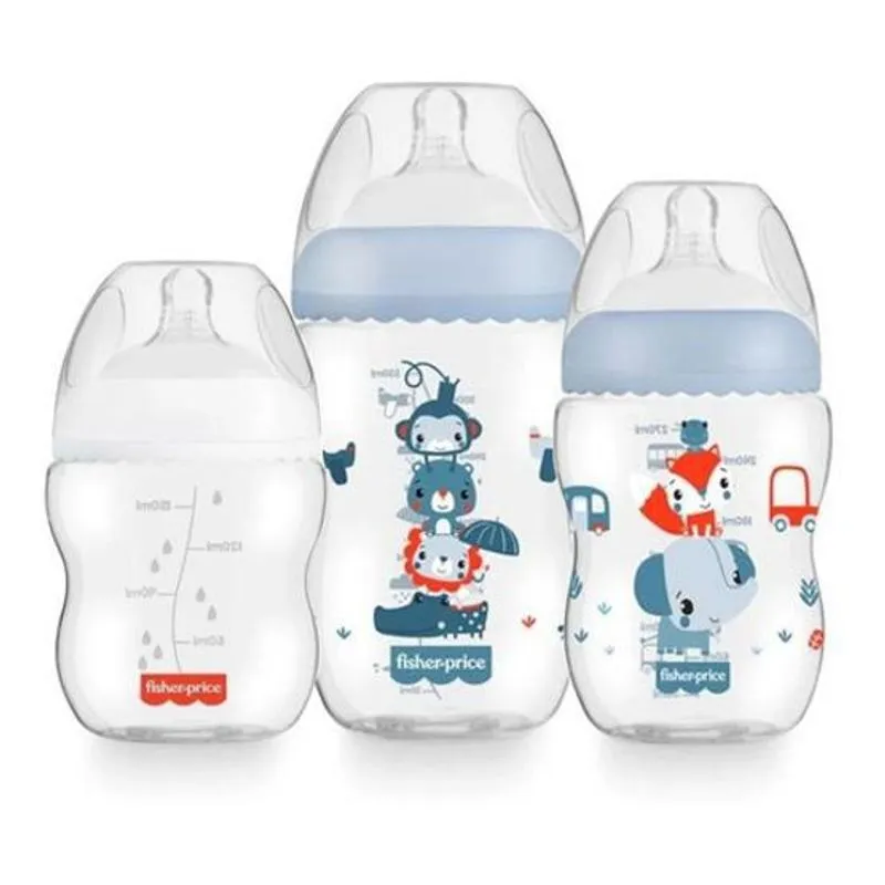 Kit 3 Mamadeiras First 150/270/330ml Fisher Price Azul