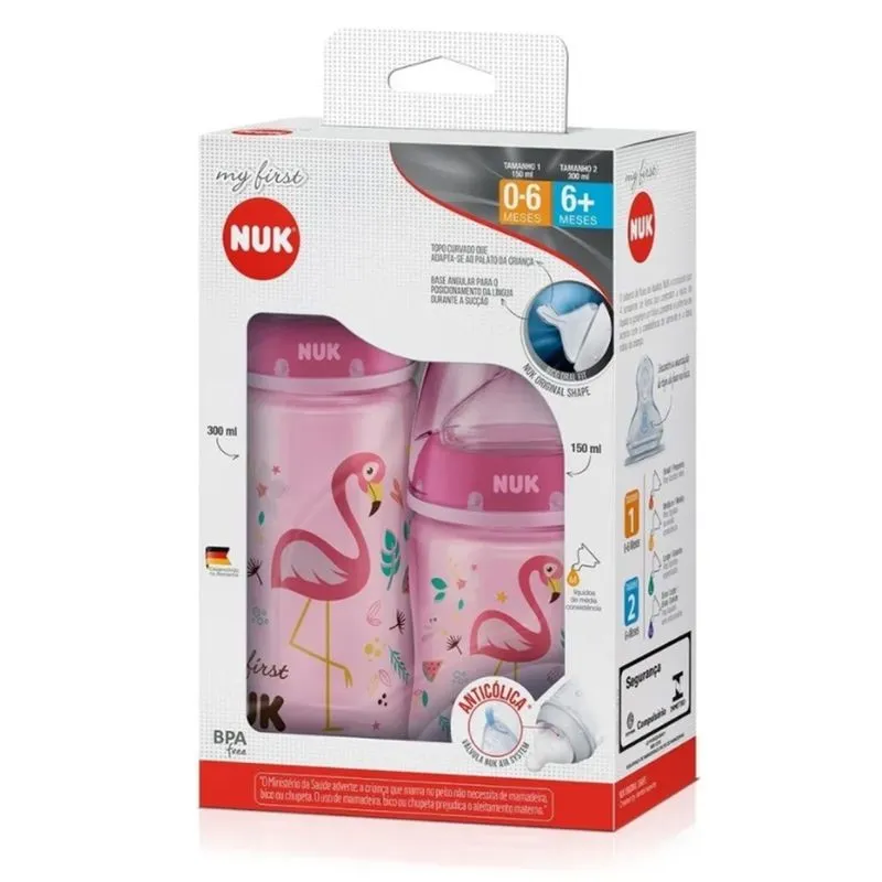 Mamadeira Nuk Menina 0 A 6 E 6+ Meses 150/300ml My First Rosa