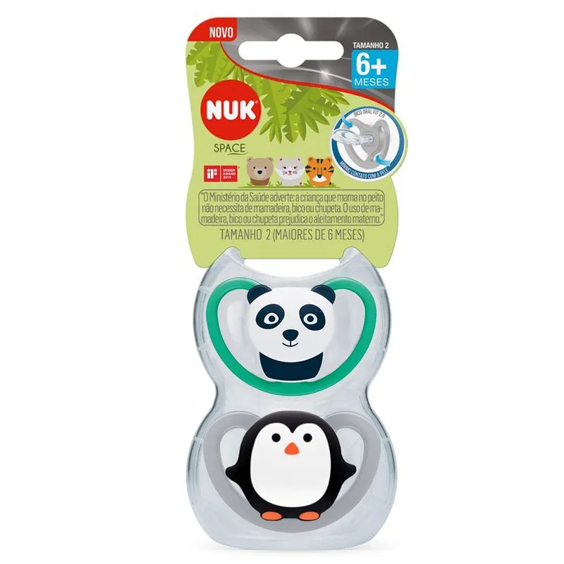 2 Chupeta Silicone Menino Nuk Space Azul Tamanho 2 6+ Meses