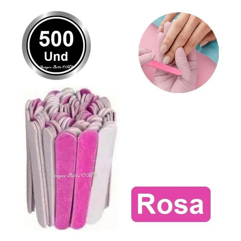 10x 500 Lixa De Unha Mini Descartável Rosa Pink De Manicure