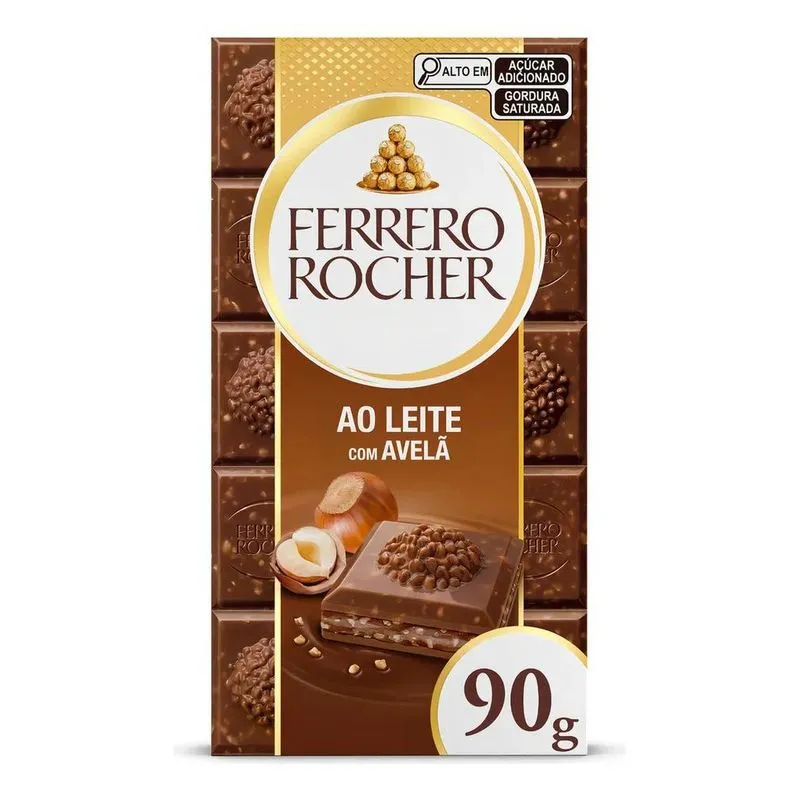5x Ferrero Rocher Ao Leite Tablete De Chocolate Ao Leite C