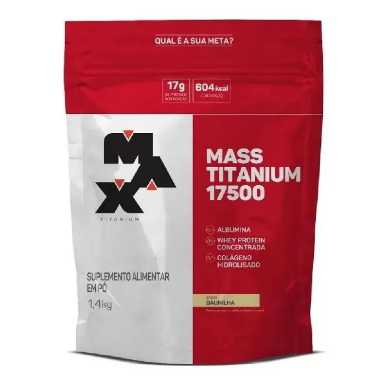 10x Mass Titanium 17500 1,4kg(refil) Max Titanium Sabor Bau