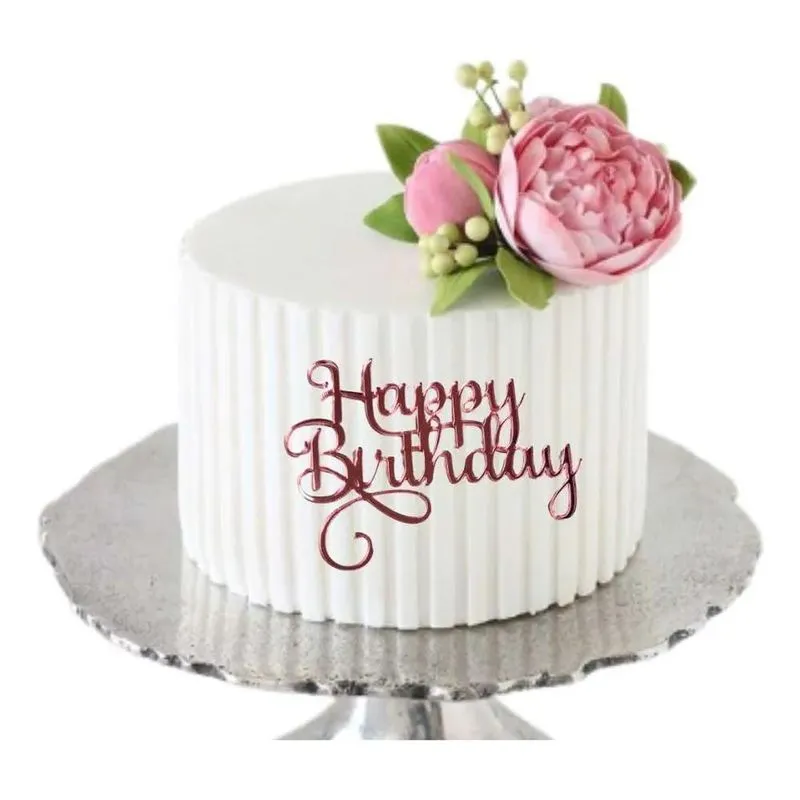 10x Topo De Bolo Aplique Topper Happy Birthday Em Acrílico
