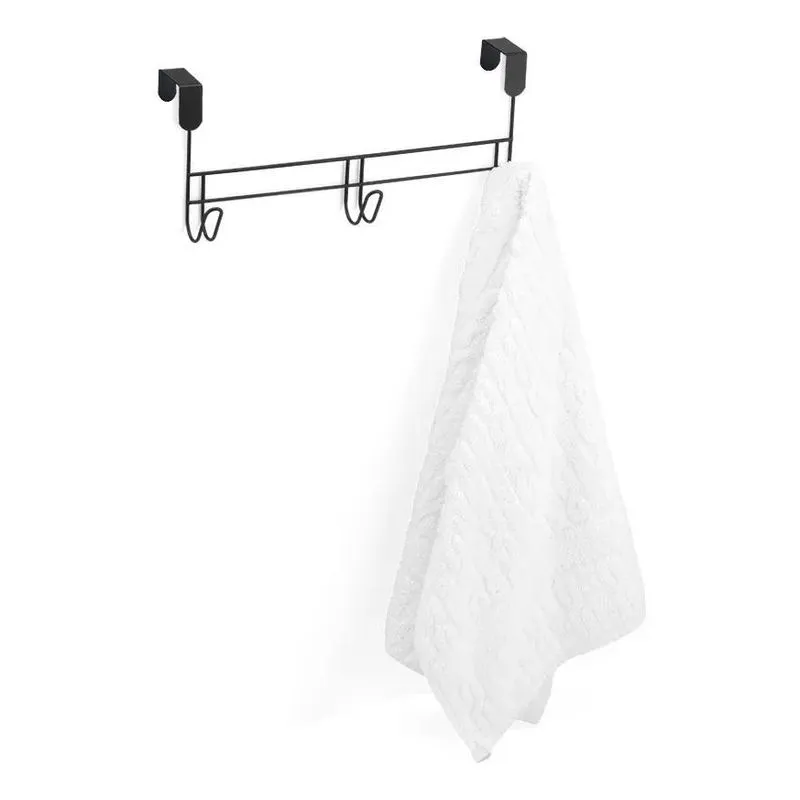 2x Suporte Para Porta Com 3 Ganchos Black - Arthi Cor Preto