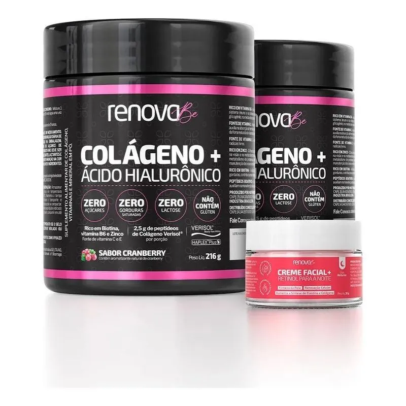 10x Kit 2 Potes Renova Be Colágeno Verisol Com Biotina E Ác