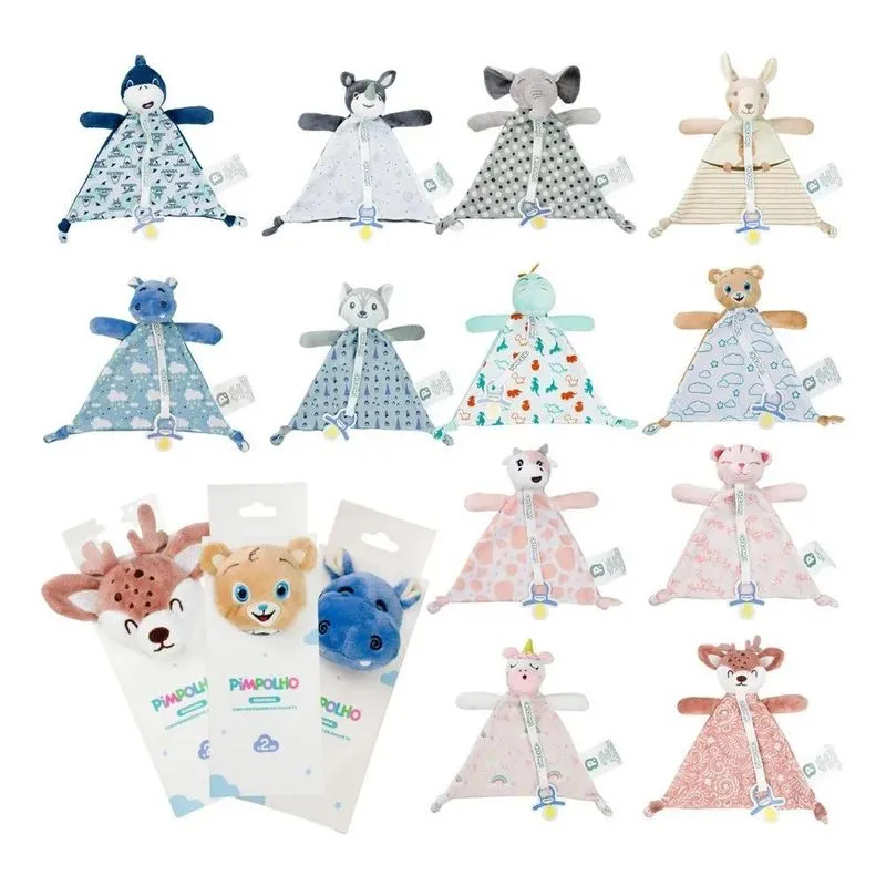 3x Naninha Com Prendedor De Chupeta Pimpolho Em Plush Bichin