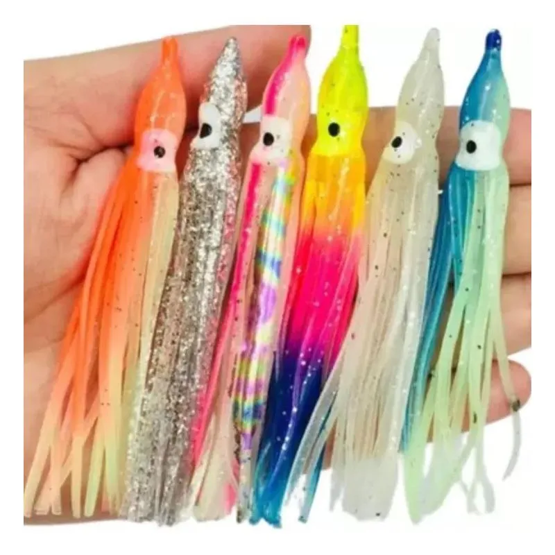 2x Kit 5 Iscas Artificiais Lulas Luminosa Rio Mar Robalo Sar