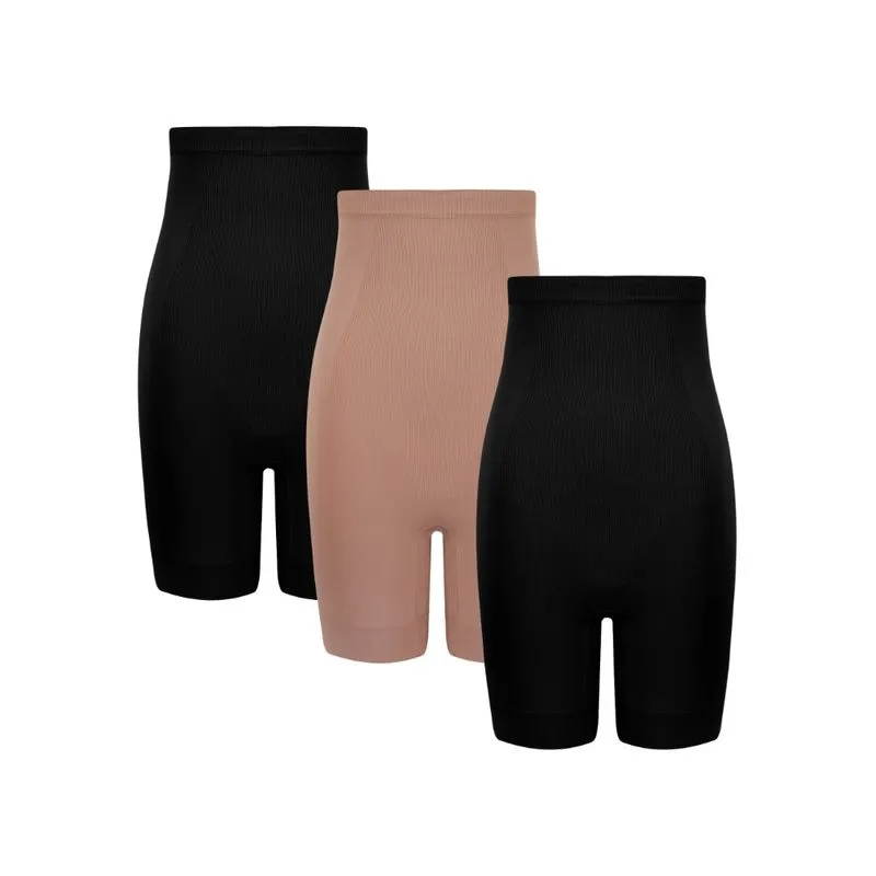 3 Bermudas Trifil Cós Silicone Cintura Alta Modeladora Básica