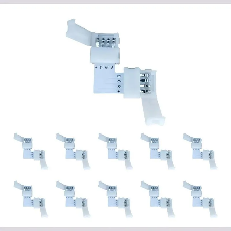 2x Kit 10 Conector L Emenda Rapida 10mm 4 Vias P Fita Led Rg