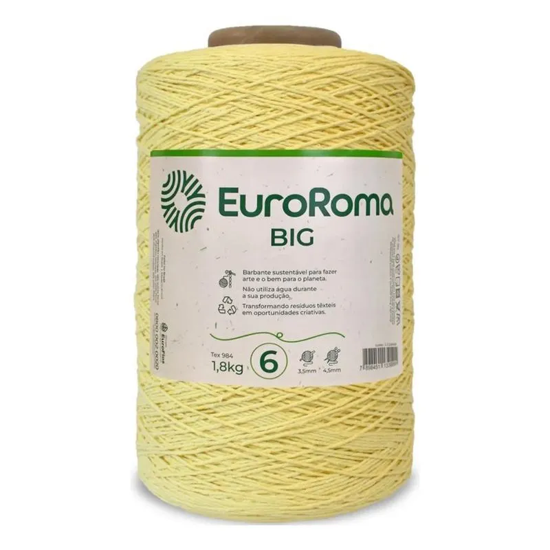 Barbante Euroroma Big 1,8 Kg Fio 6 Para Croche V Amarelo Beb