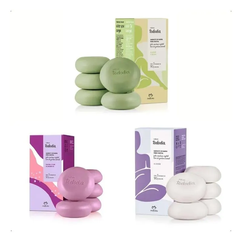10x Kit Combo 3 Caixas Sabonete Tododia Com 5 Unidades 90g