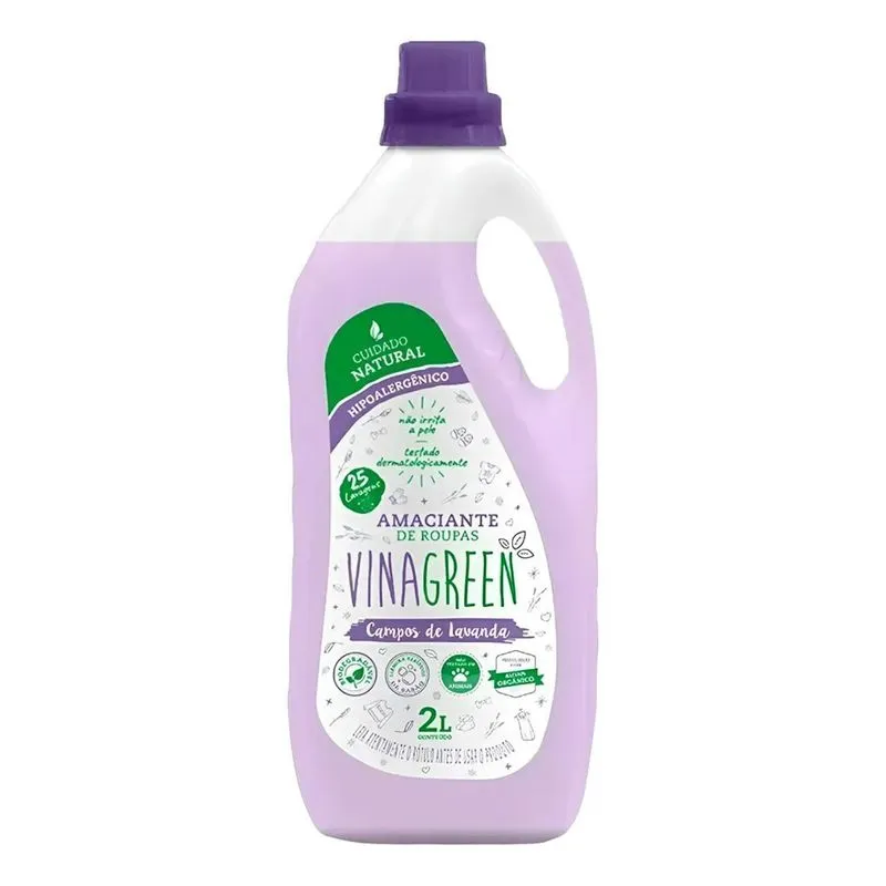 5x Vinagreen Amaciante De Roupas Campos De Lavanda 2 Litro
