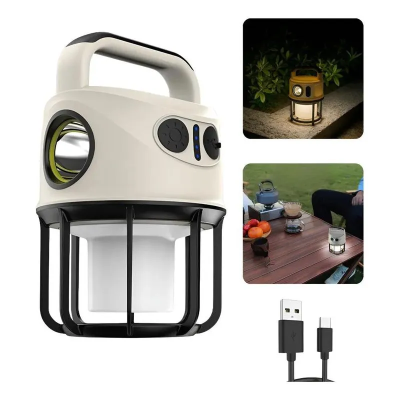 Lampião Lanterna Led Recarregável Usb 2 Em 1 C Branco 127/22