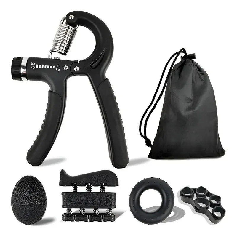 Kit Fortalecedor Mão Dedo Braço Musculação Fisioter Preto