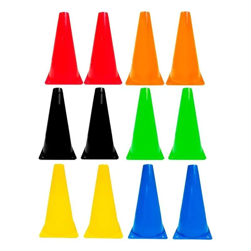 12x Mini Cone Sinalização Esportivo 23cm Agilidade Colorido
