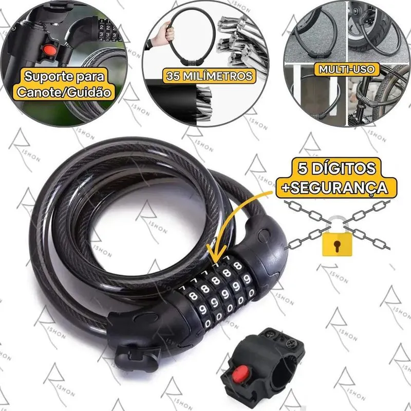 2x Corrente Cadeado Para Bicicleta Moto Trava Tranca Com Seg