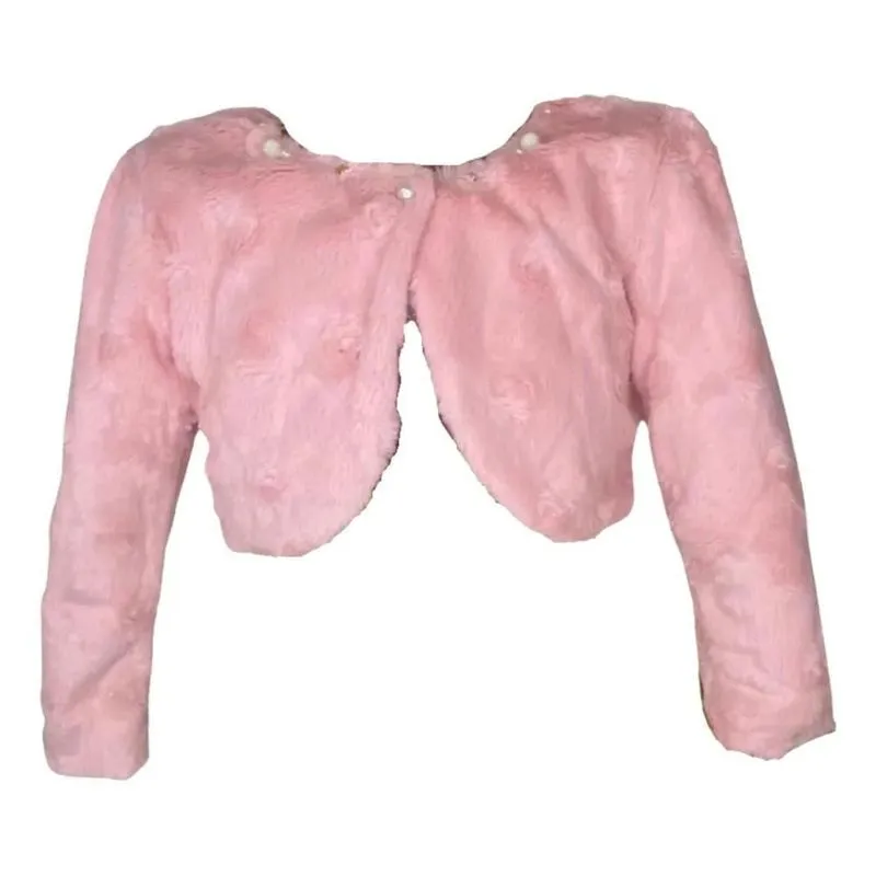 5x Bolero Infantil Pele Poliester Forro S/ Gola Bordado 4 Ao