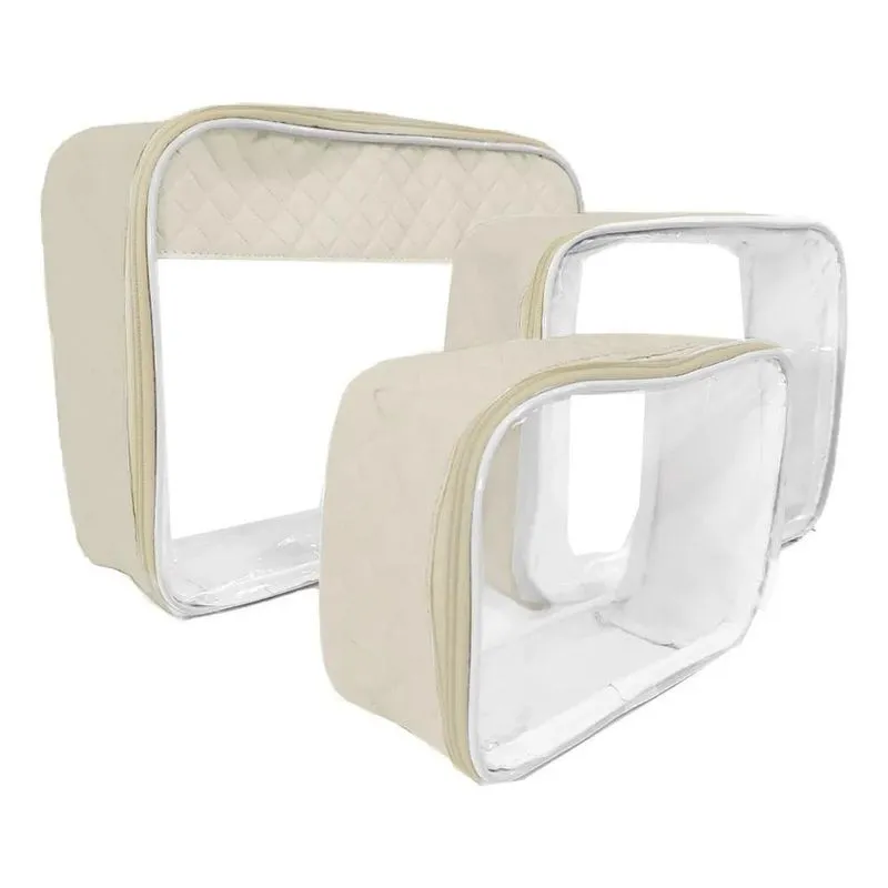 Kit 3 Organizador Necessaire Bebe Porta Objetos Transpare Be