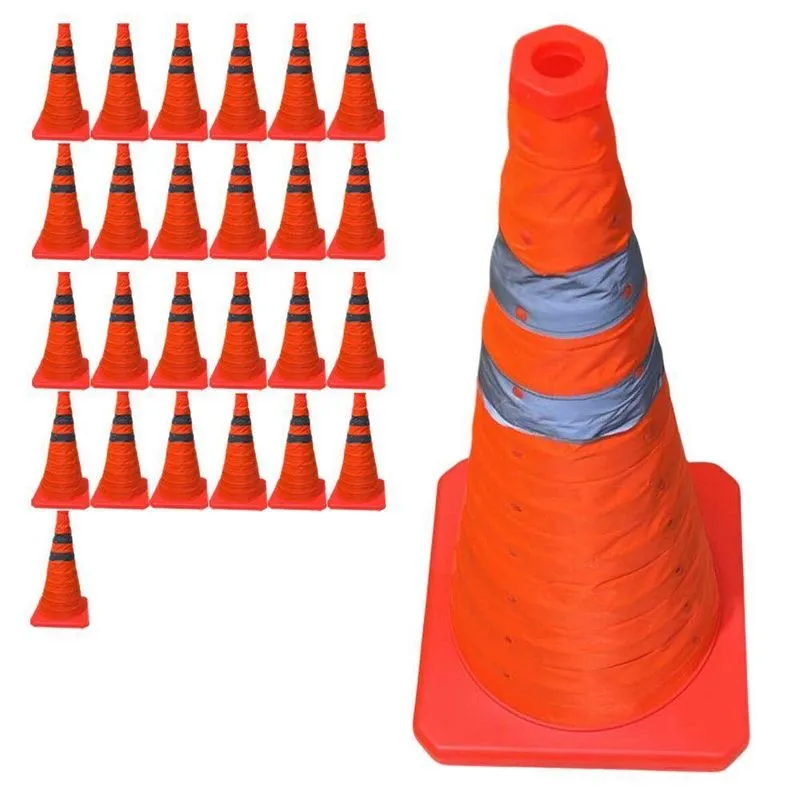 Kit 25 Cones Retráteis SU-CONE3-1 50cm Refletivos Laranja Economia Solar