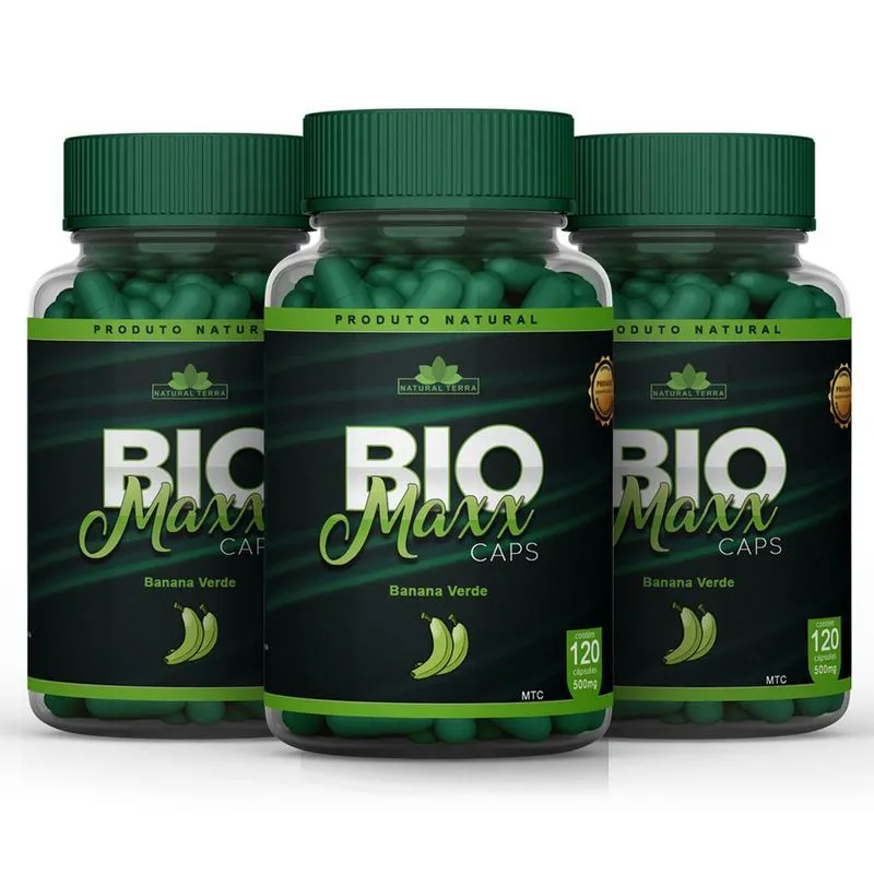 Kit 3 Potes Biomaxx 360 Capsulas Banana Verde