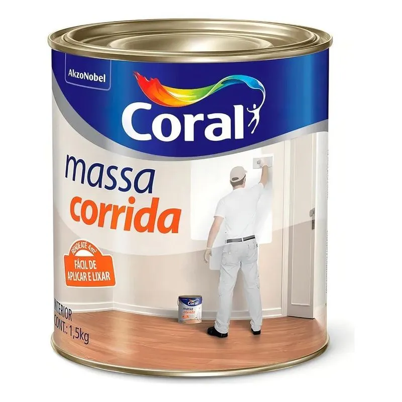 5x Massa Corrida Coral 1,5kg Branco Fosco