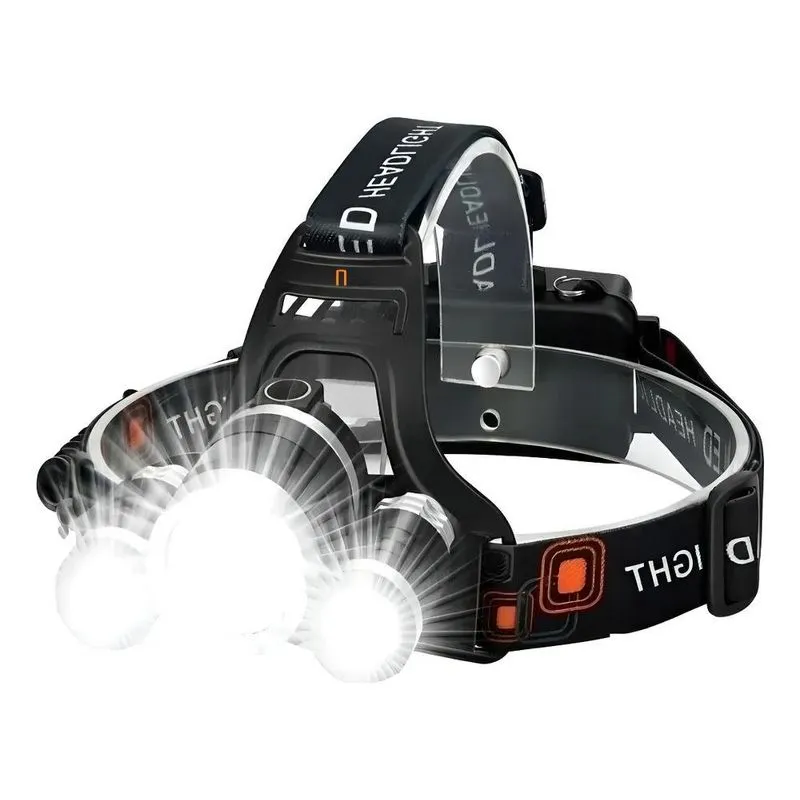 Lanterna De Cabeça 3 Leds Super Forte 4 Modos De Luz Recarre