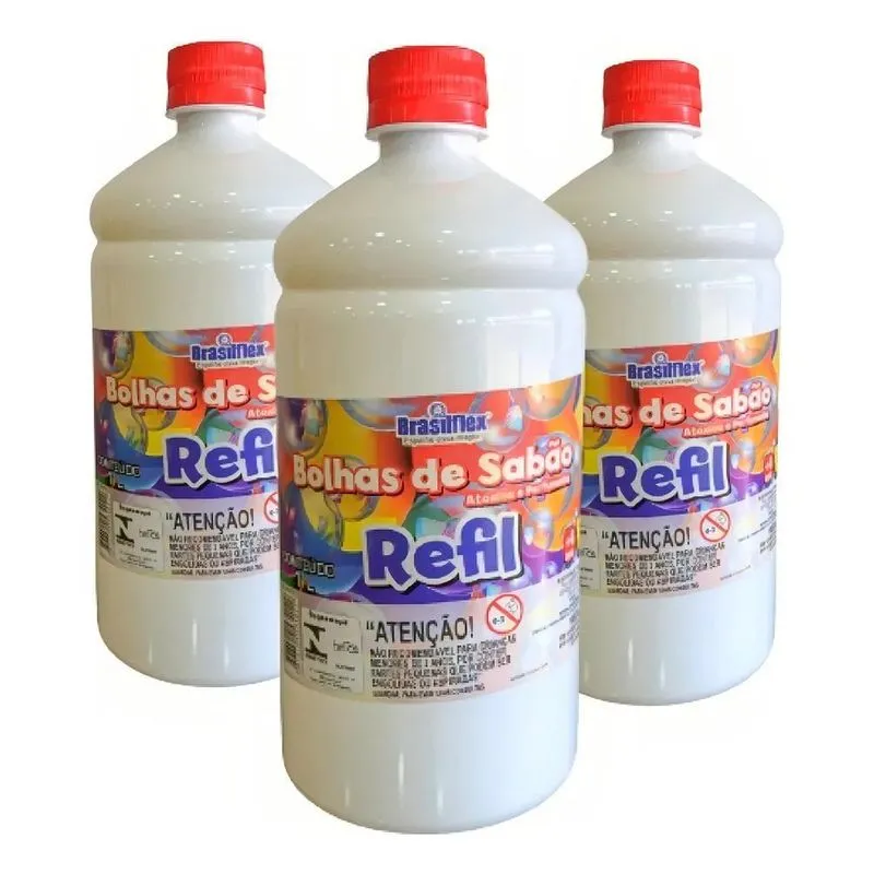 Kit Refil Bolhas De Sabão Líquido 3l Atóxica Brasilflex Cor