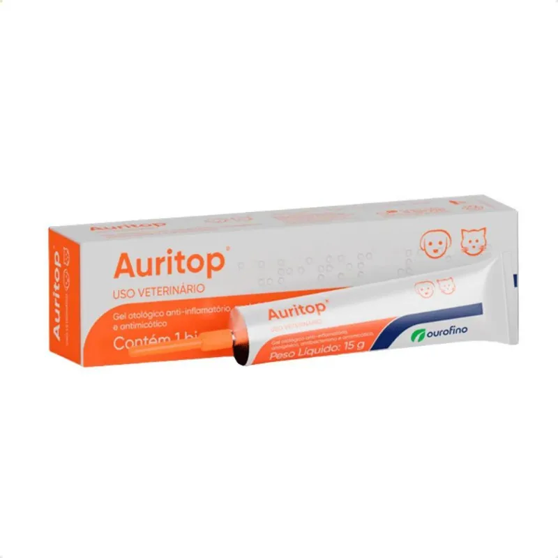 3x Auritop Ourofino Gel Otológico Para Cães E Gatos 15g