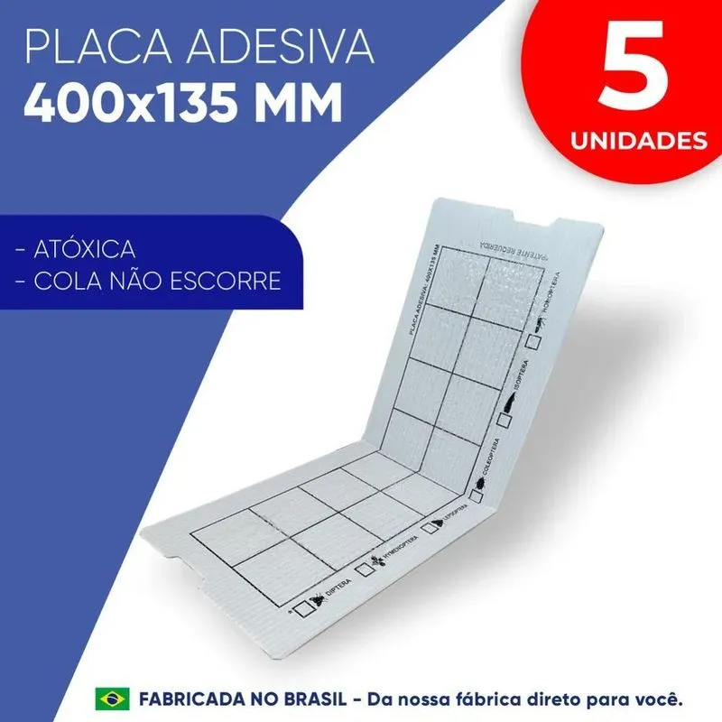 Kit 5 Placas Adesivas Refil 400x135mm Para Armadilha Mosca