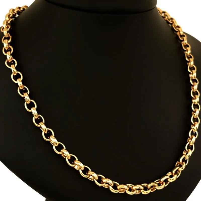 Corrente Masculina 60cm 6mm Elo Português Folheado A Ouro