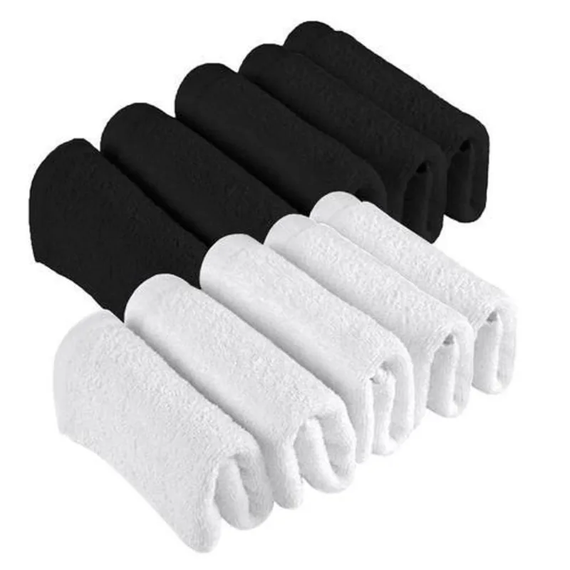 Kit 12 Toalhas Rosto Para Salão Simples 6 Pretas 6 Brancas