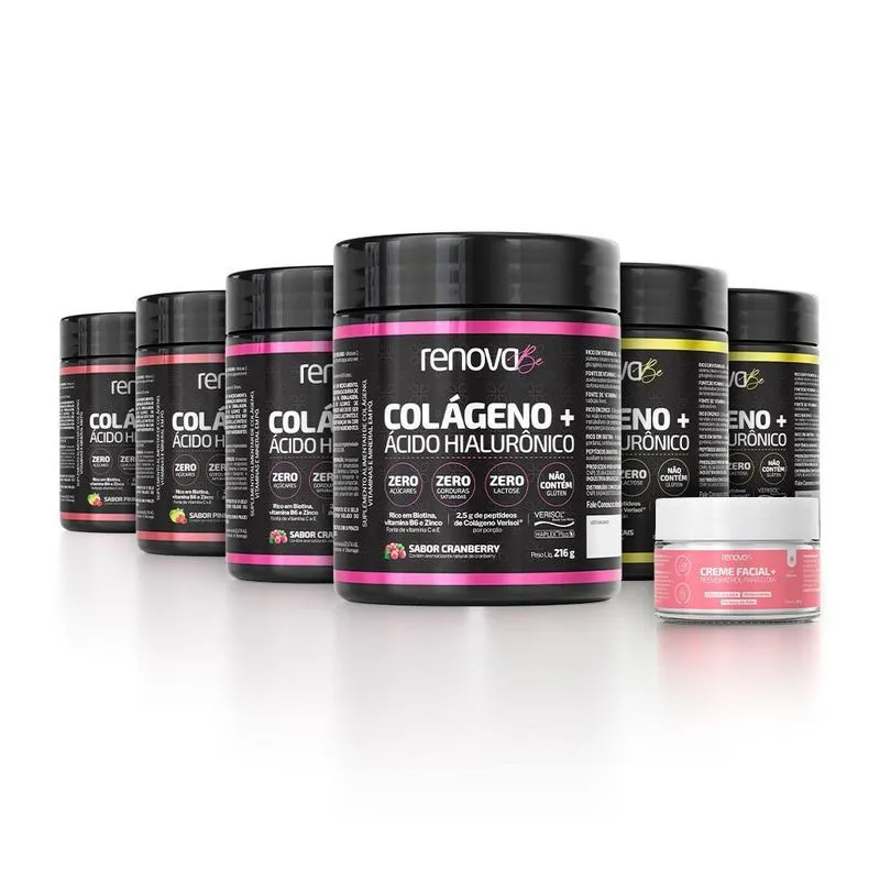 6 Potes Colágeno Verisol + Creme Resveratrol - Renova Be