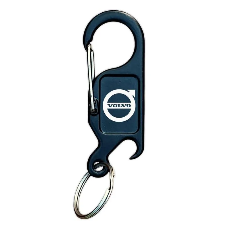 Chaveiro Com Abridor E Logo Do Carro Volvo Cor Preta - H